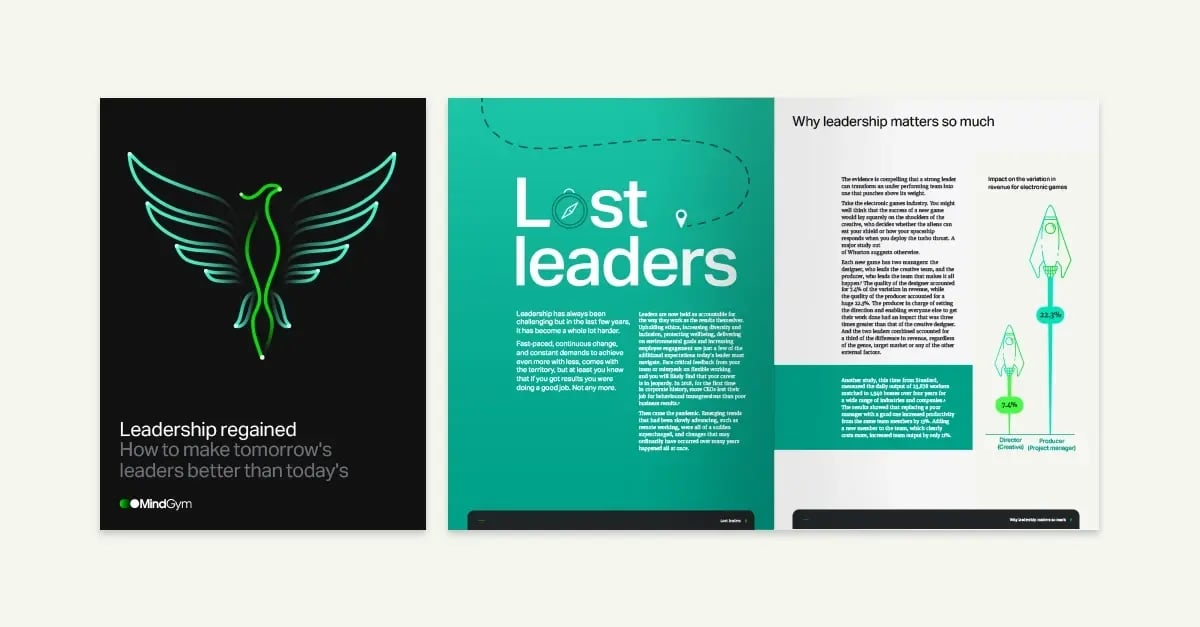 The cover and first page of MindGym's leadership development whitepaper