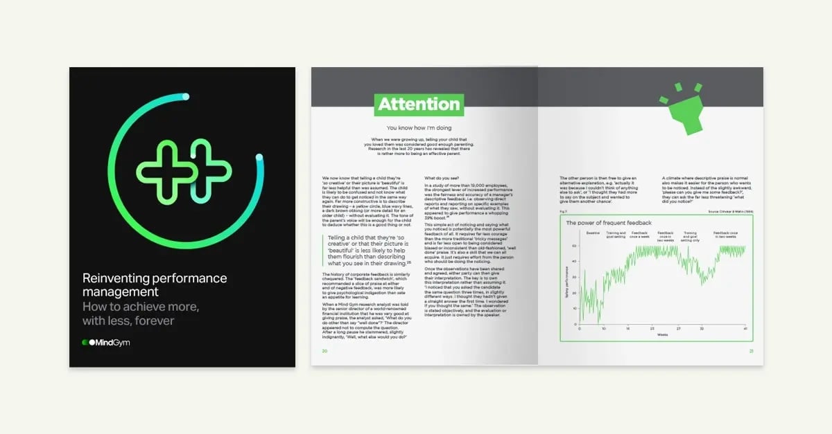 The cover and first page of MindGym's performance management whitepaper